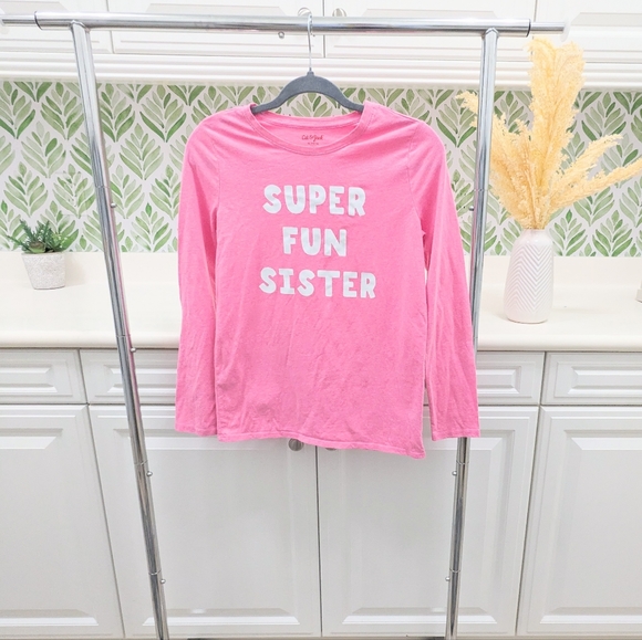 Cat & Jack Pink Girls Super Fun Sister Long sleeve tee - Picture 2 of 3